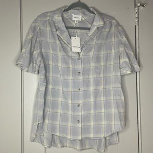 NWT Short Sleeve Plaid Oversized Button Up